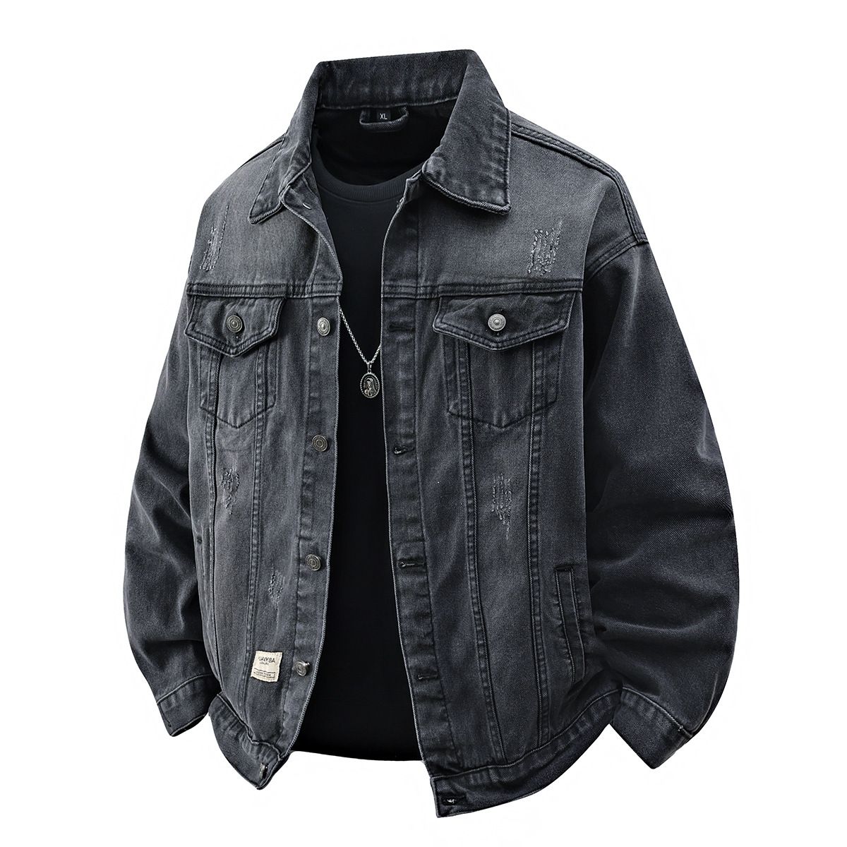 Men's Clothing National Trend Style Denim Jacket Slim Fit Comfortable Long Sleeve Thick Top Trendy New Arrival Large Size Printed Jacket Men_viptrois.com
