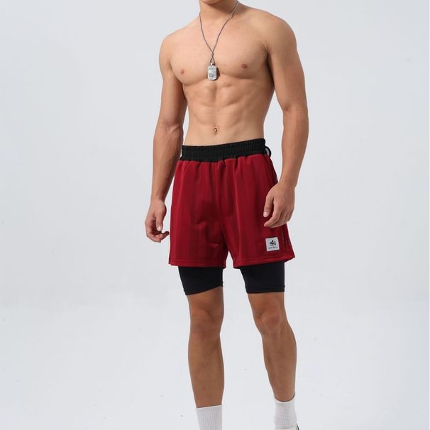 Men's Clothing Double Layer Sports Fitness Three Quarter Pants Breathable Perspiration Quick Drying Stretch Outdoor Casual Pants_viptrois.com