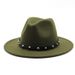 New rivet decorated large brim jazz hat British style personality hat autumn and winter woolen hat western cowboy hat_viptrois.com