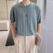 Men's Clothing New Style Half Sleeved Men's Short Sleeved Thin Bottoming Shirt Striped T Shirt_viptrois.com