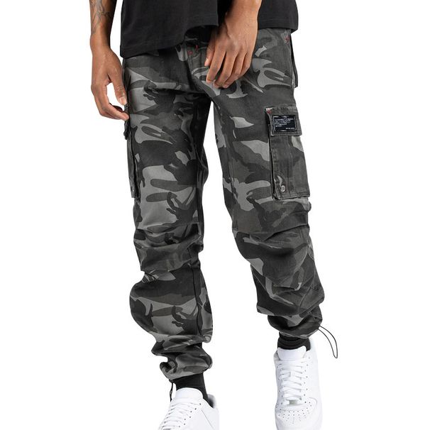 Men's Clothing Casual Pants Multi Pocket Solid Color Loose Cuff Workwear Trousers_viptrois.com
