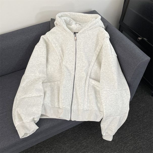 New Cleanfit Deconstruction Gray Heavyweight Cardigan Sweatshirt Men's Niche Design Hooded Jacket_viptrois.com