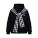 American Plaid Shawl Badge Two-Piece Hoodie Top Unisex College Style Loose Trendy Brand Hooded Sweatshirt_viptrois.com