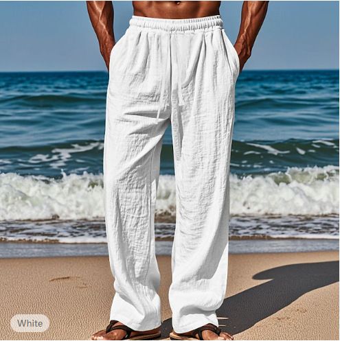 Men's Hawaiian Print Casual Pants - Summer Elastic Waist With Drawstring | Breathable & Comfortable Lightweight Trousers | Multiple Pockets_viptrois.com
