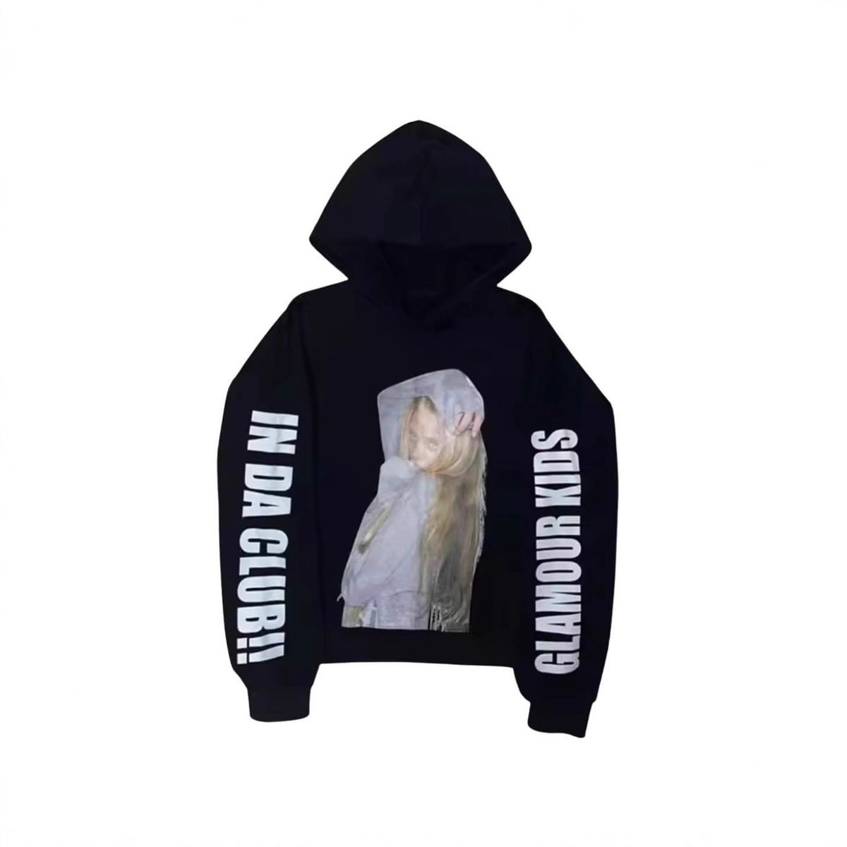 Y2k Retro Print Hoodie – Vintage-Inspired Oversized Pullover With Drop Shoulder (Unisex Streetwear, Polyester, Black/Grey, S-Xl)_viptrois.com