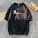 220g Pure Cotton Trendy Brand American Street Cross Print Half Oversized Short Sleeved T-shirt For Men_viptrois.com