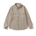 Men’s Retro Striped Shirt – Inspired Oversized Workwear Shirt With Chest Pocket (Khaki)_viptrois.com