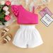 Baby Clothing Children's clothing small children and girls summer oblique shoulder halter top + casual shorts two sets of fashion_viptrois.com
