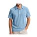 Men's Half-Zip Waffle Knit Polo Shirt - Breathable Short Sleeve Casual T-Shirt, Loose Fit, Solid Color, Trendy Streetwear For Summer & All Seasons_viptrois.com