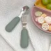 Baby Silicone Tableware Set Children Utensil Stainless Steel Toddler Dinnerware Cutlery Cartoon Infant Food Feeding Spoon Fork_viptrois.com