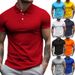 Men's Clothing New Men's Lapel Short Sleeved T Shirt Polo Shirt Men's Large Loose Collared Solid Color T Shirt_viptrois.com