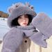 2024 New Year Dragon Treasure Scarf Three Piece Set Gloves Plush Warm Ear Protection Cute Antlers Parent Child Hat_viptrois.com