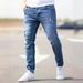 Men's Clothing Men's Slim Elastic Ripped Jeans Skinny Jeans Men Jeans_viptrois.com
