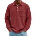 Men's Corduroy Polo Shirt – Slim Fit Long Sleeve Casual Shirt With Striped Texture (Breathable Polyester, Versatile Layering For Urban)_viptrois.com