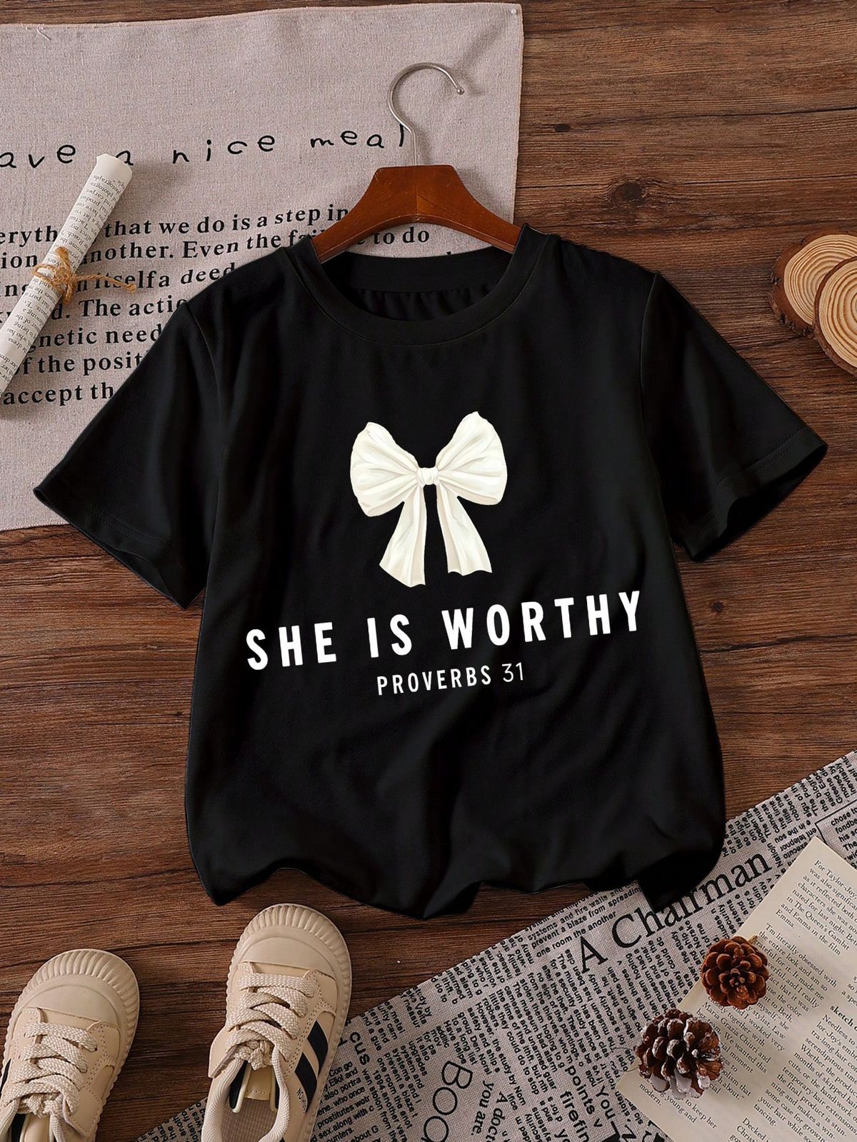 Kids’ Clothing Digital Bow Middle And Large Children's Loose Trendy Brand Round Neck Short Sleeved T Shirt Top Children's Clothing_viptrois.com