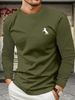 Men's Long Sleeved Round Neck Black T-shirt Top Loose 100 Cotton Tops_viptrois.com