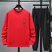 Men's Clothing Sweatshirt Spring And Autumn New Round Neck Enlarged Plus Fat Loose Large Size Casual Pants Sports Suit Trend_viptrois.com