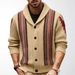 Men's Clothing, Autumn And Winter Long-sleeved Retro Jacquard Sweater, Lapel Sweater And Coat Men_viptrois.com