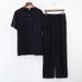 Men's Clothing Cotton Silk Pajamas Thin Short Sleeved Suit Artificial Home Clothes Trousers Two Piece Suit_viptrois.com