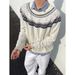 Retro Men's Base Shirt, Round Neck, Lazy And Slim Fit, Casual Long Sleeved Knit Shirt_viptrois.com