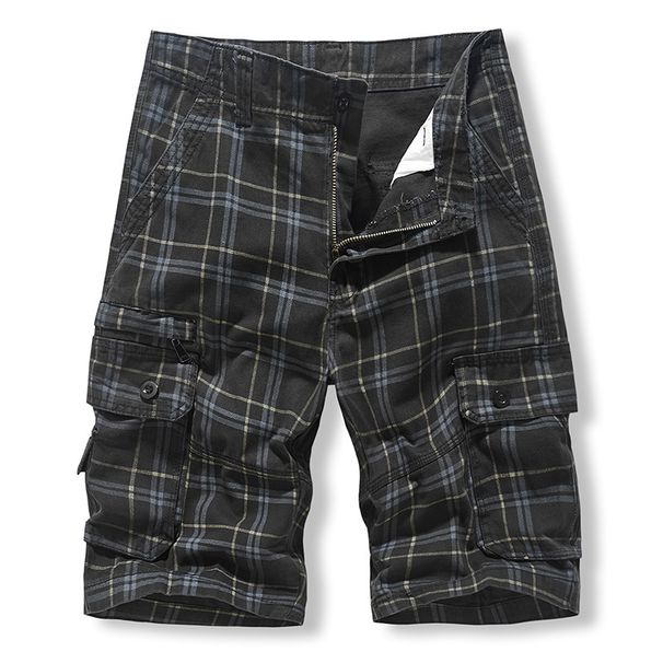 Men's Clothing Workwear Shorts Summer Trendy Beach Sports Wear All Cotton Plaid Five Point Casual Pants_viptrois.com