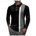 Pulse Polo Shirt European And American Cross-Border Men's Long Sleeve Striped T-Shirt Middle-Aged Plaid Button_viptrois.com