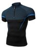 Men's Athletic Half Zip Training Shirt - High Stretch Quick Dry Slim Fit Workout Top With Contrast Color Design_viptrois.com