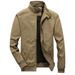 Men's Heavy Duty Work Jacket With Fleece Lining, Winter Water-Resistant Cotton Utility Coat, Relaxed Fit Military Green Outerwear For Cold Weather_viptrois.com
