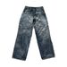 Men's Clothing Laser Stitching Sickle Pattern Embroidery Mid Waist Loose Jeans_viptrois.com