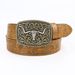 Cross-border Western Denim belt cow head big plate buckle Retro Youth Retro men's and women's punk leather Street Belt_viptrois.com