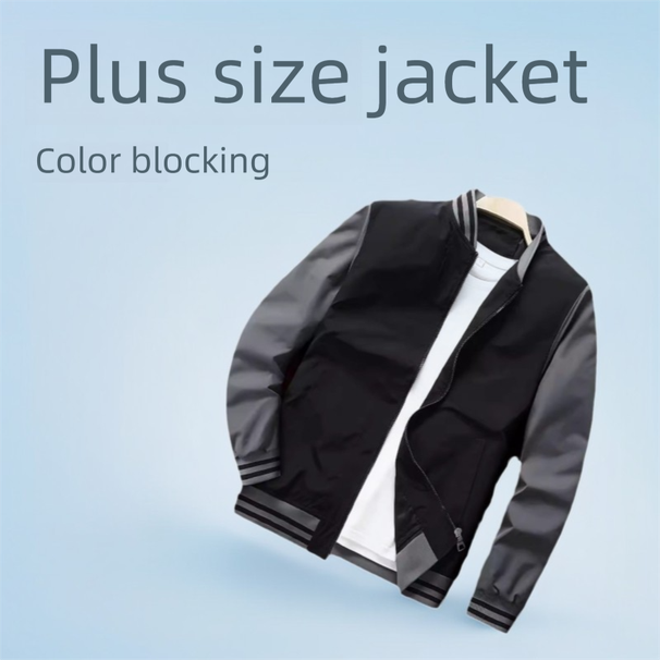 Extra Large Jacket Coat Spring Autumn New Casual Trendy Brand Top Men's Color Block Sports Baseball_viptrois.com
