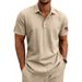 Men's Light Luxury Casual Shirt Loose Breathable American Style Summer Vacation Top European Size Linen Short Sleeve T-Shirt_viptrois.com
