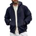 Men's Casual Fleece Lined Zip Up Cardigan Hooded Sweatshirt Jacket European American Style Composite Fleece Lined Men's Clothing Top_viptrois.com