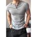 Men's Slim Fit Henley T-Shirt - Heavyweight Cotton Short Sleeve Muscle Tee_viptrois.com