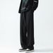 Men's Clothing Black Trousers Drape Oversize Straight Trousers With Elastic Waist Casual Suit Trousers_viptrois.com