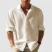 Men's Solid Color Small Waffle Long Sleeve Autumn Single Breasted Fashion Casual Shirt Streetwear Cardigan_viptrois.com
