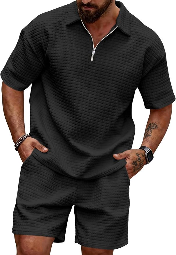 Men's Shorts Set 2-Piece Polo Shirt Summer Clothing Casual Fashion Sportswear Short Sleeve Travel Outfit_viptrois.com