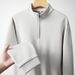 Men's Heavyweight Textured Half-Zip Stand Collar Sweatshirt – 390g Thickened Relaxed Fit Pullover For Autumn & Winter (Minimalist Style)_viptrois.com