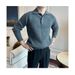Pure 2024 Autumn Winter Casual Long Sleeve Turn-Down Collar Sweater Men's British Retro Jacquard Mature Slim Fit Knitwear Men_viptrois.com