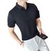 Summer New Ice Silk Thin Men's Short Sleeve Polo Shirt High Elastic And Traceless Waffle Solid Color Lapel T-Shirt_viptrois.com