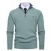 Men's Ribbed Knit Sweater – Semi-Zip Stand Collar Pullover (Thickened Polyester Blend, Slim Fit, Winter Streetwear Essential)_viptrois.com