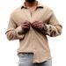 2026 Men's Loose, Large-Sized Solid Color Shirt, Zou Zou Fabric Lapel Long-Sleeved Casual Shirt_viptrois.com