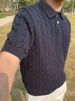 Summer Vintage Shirt, Collar T-shirt, High-end Knitted Polo Shirt, Men's Short Sleeved Top_viptrois.com