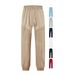 Men's Clothing Casual Trousers Summer Simple Loose Thin Imitation Linen Sports Lace Up Stitching Sweatpants_viptrois.com