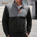 Men’s Color-Block Quarter-Zip Sweatshirt – Thermal Lined Polyester Pullover (Windproof, 4 Colorways, S-XXXL)_viptrois.com
