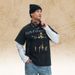 American-style Washed Faux Two-piece Printed Distressed 300g T-shirt For Men, Loose Casual Long-sleeve Vintage_viptrois.com