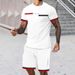 Men's Clothing Fashion Trend Design Short Sleeved T Shirt Shorts Print Suit Two Piece Set_viptrois.com