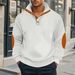 Autumn New Waffle American Stand Up Collar Button Color Matching Elbow Men's Pullover Sweatshirt Long Sleeve_viptrois.com