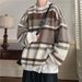 Pure Sping And Autumn Tendy Loose Lazy Style Round Neck Sweate Fo Men Japanese Reto Ins Stiped Colo Block Base_viptrois.com