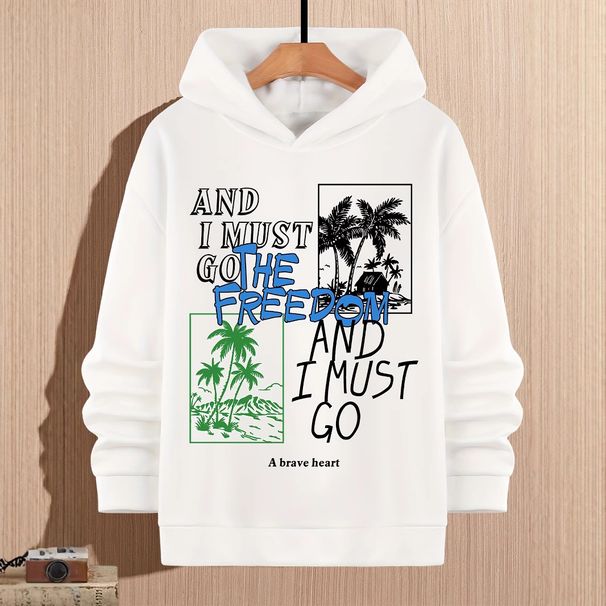 Men's Oversized Hooded Sweatshirt – Unisex Pullover With Trendy Print (S-XXL, White, Long Sleeve, Streetwear Essential)_viptrois.com
